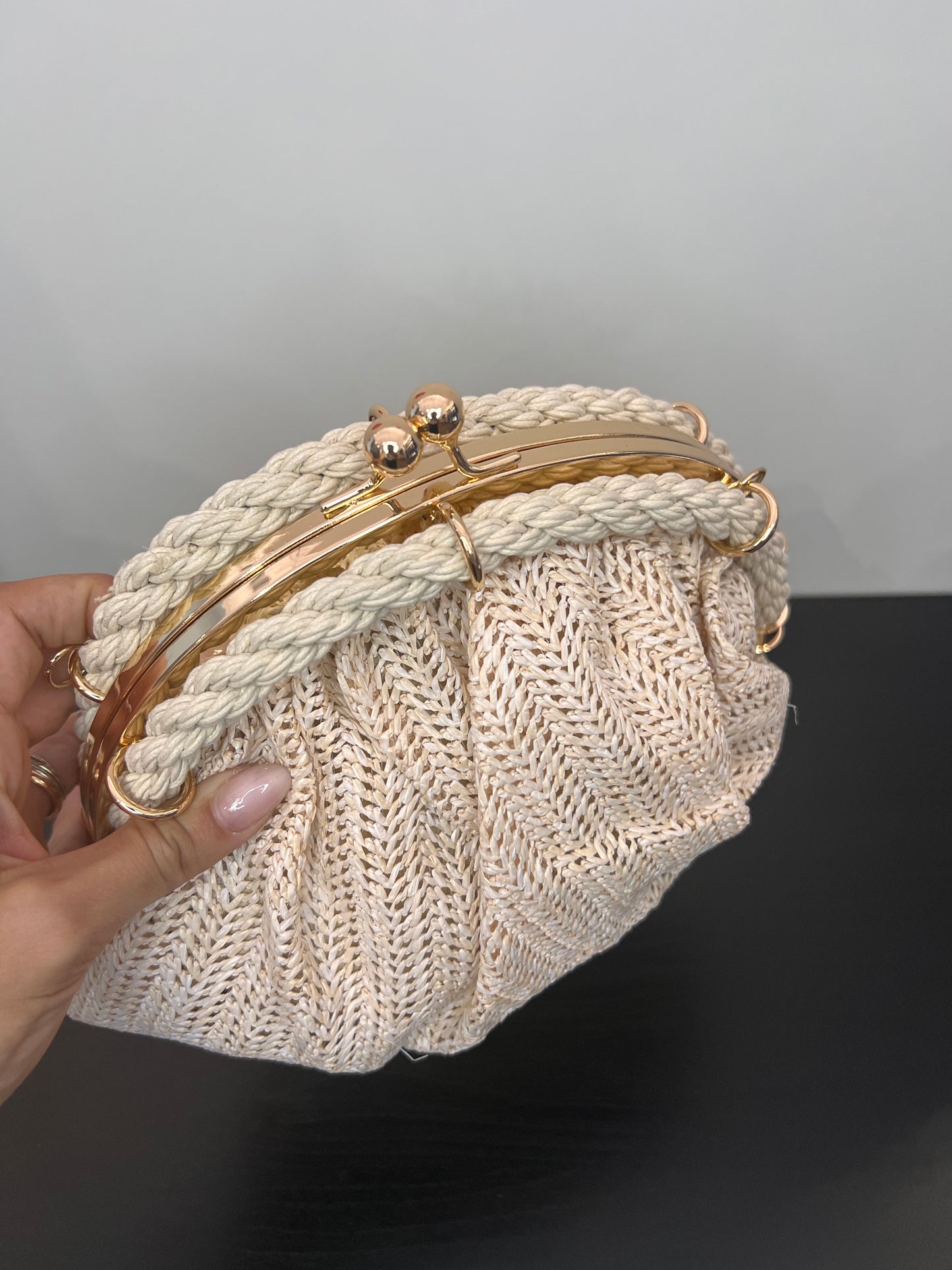 BORSA RAFFIA CLIP