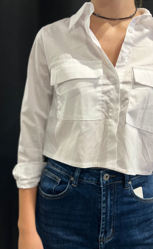 CAMICIA CROP TASCHE